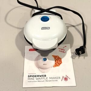 Dash Spiderweb Mini Waffle Maker White Halloween Novelty Kids Kitchen Treats‎